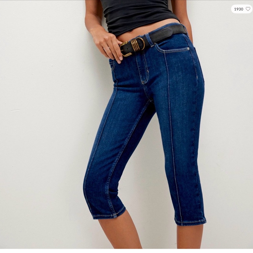 Free People Dark Blue Ankle & Cropped Jeans